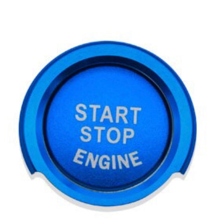 Metallic blue start-stop-engine button
