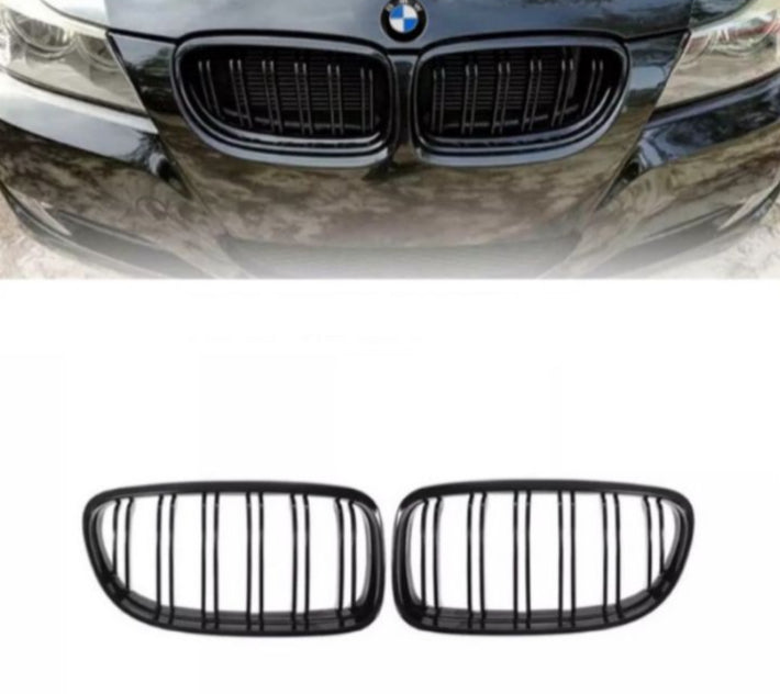 Gloss black double front grille for BMW E90 LCI 3 series