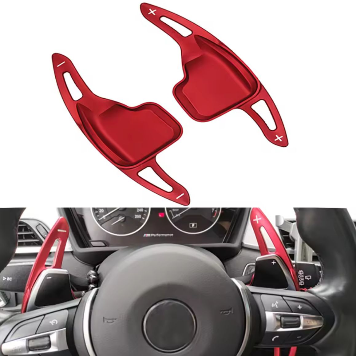 Metallic red paddle shifters m