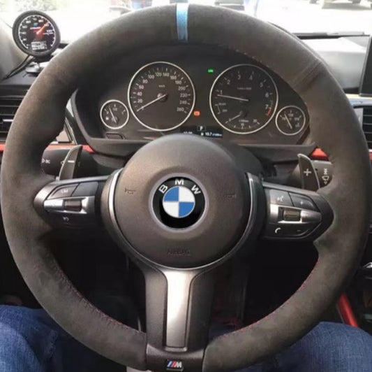F's blue alcantara steering wheel cover
