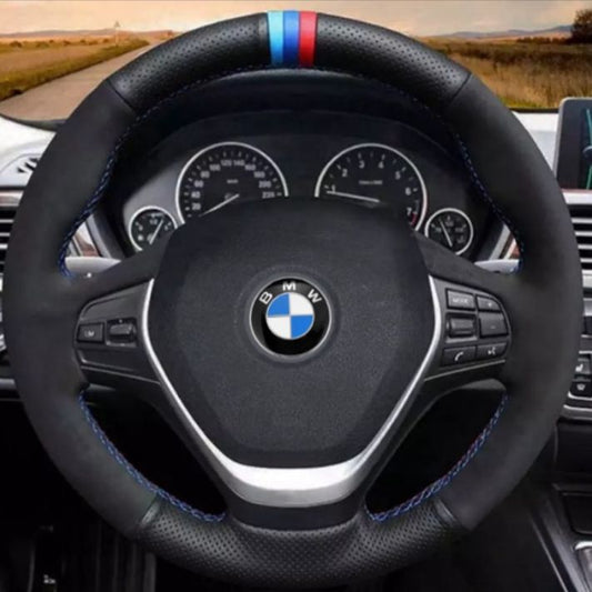 Alcantara steering wheel cover with perforated leather F's M