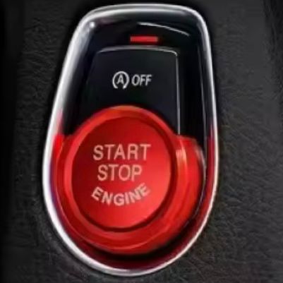 Metallic red start-stop-engine button