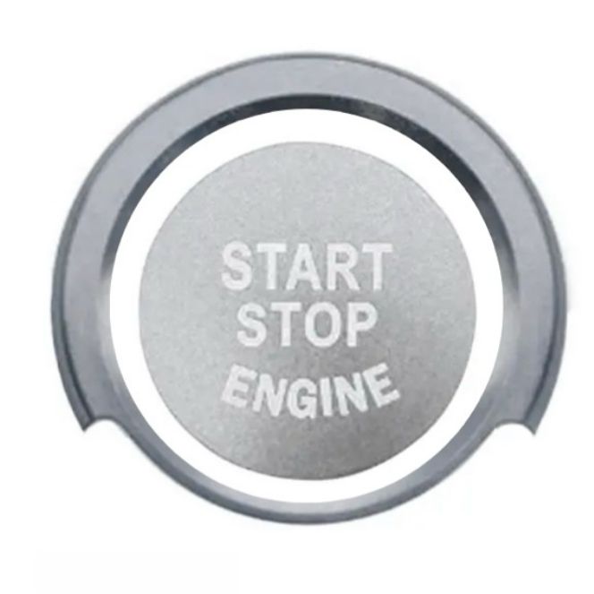 Start-stop-engine button, metallic silver