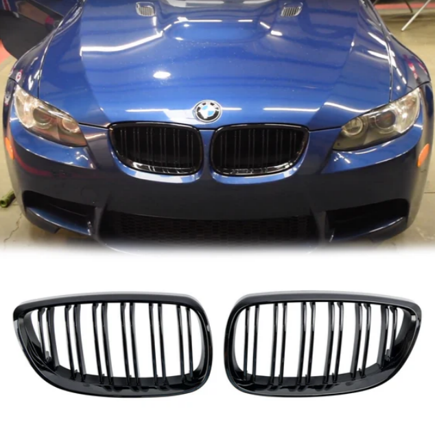 Gloss black double front grille for BMW E92 PRE-LCI 3 series