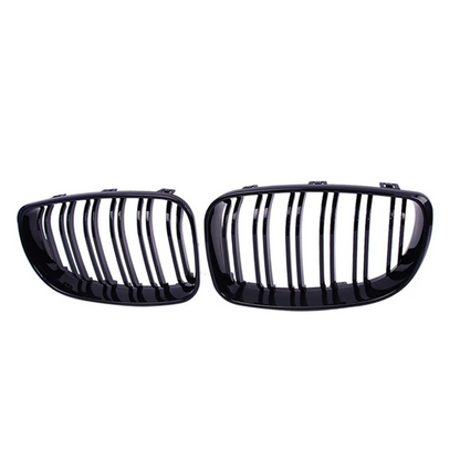 Gloss black double front grille for BMW E82-E88 1 series