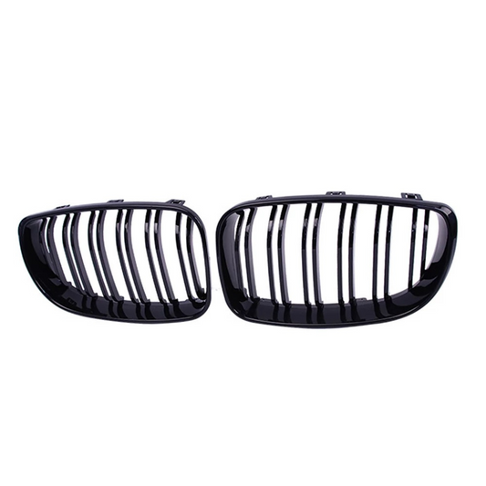 Gloss black double front grille for BMW E82-E88 1 series