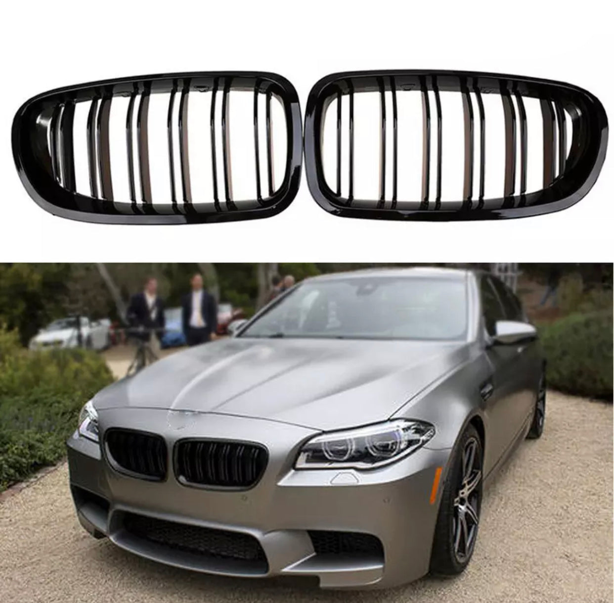Gloss black double front grille for BMW F10 5 series