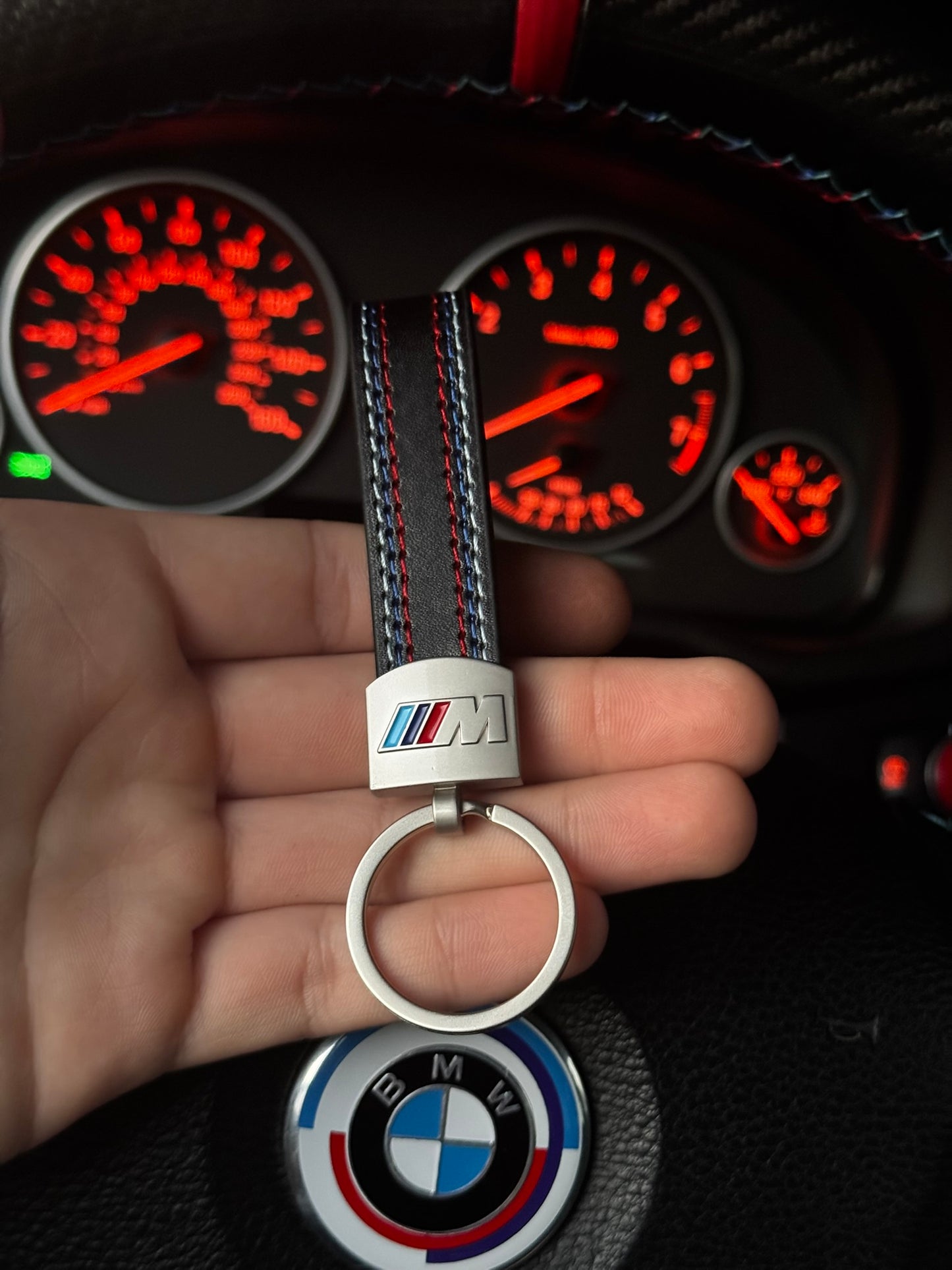 BMW M leather keychain